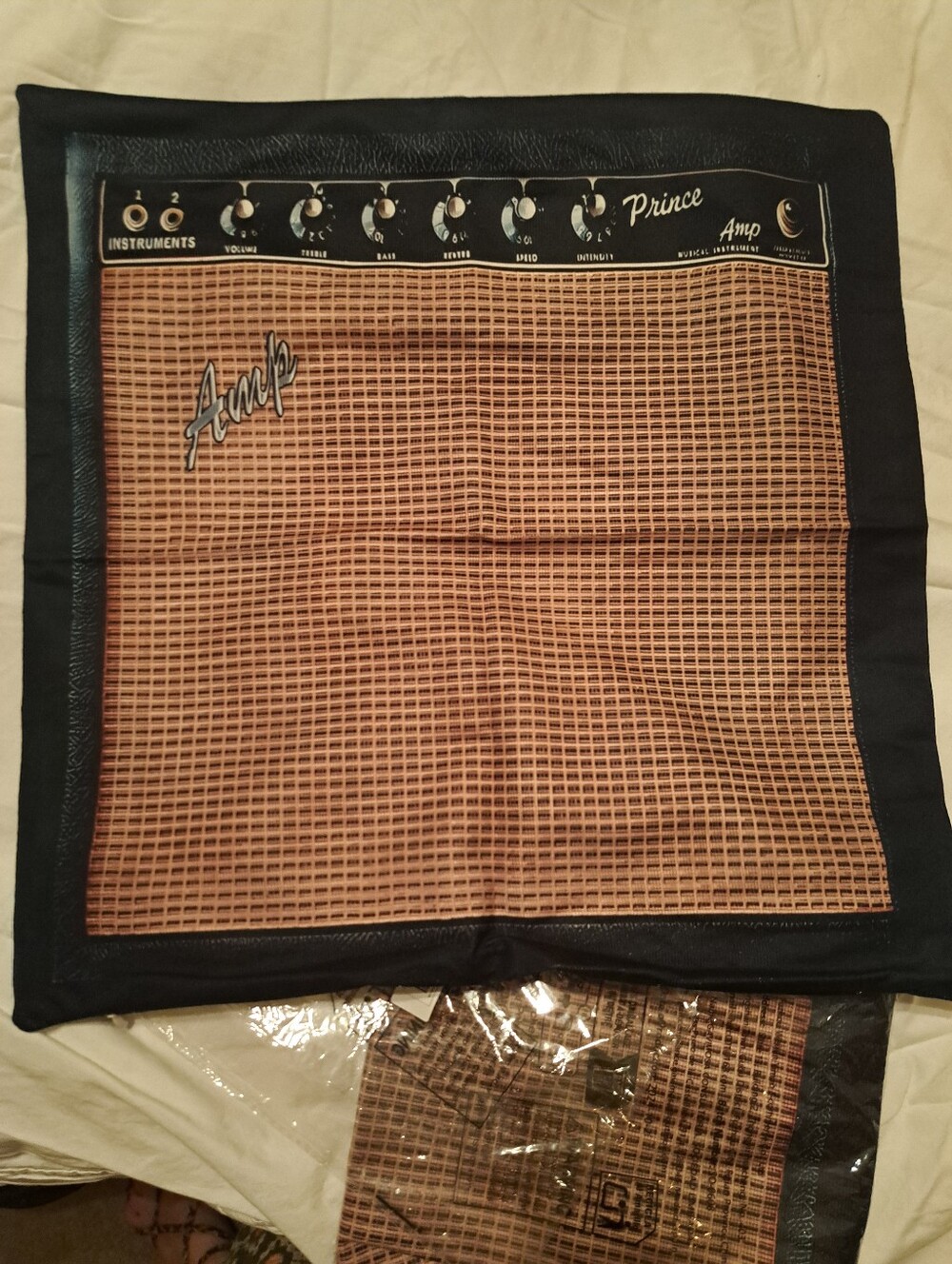 Prince Amp Print Square Pillow Case -Set of 2 - Black & Brown - 45cm x 45cm NEW